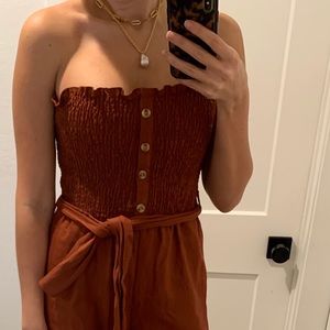 FAITHFULL THE BRAND (AUS) Strapless Linen Jumpsuit